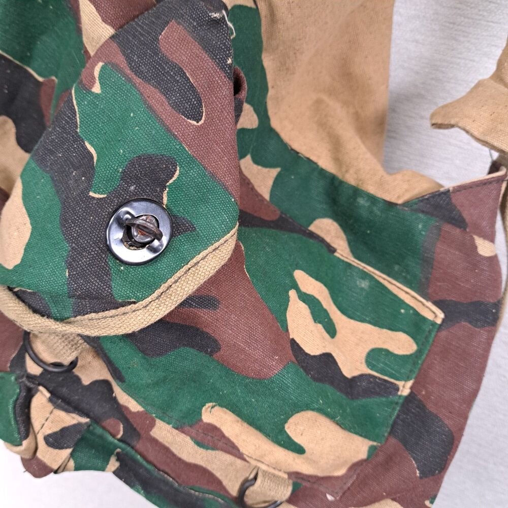 Woodland Camo Canvas Rucksack Backpack Vintage Scout Patch Gorpcore Daypack - Picture 6 of 10
